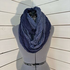 Navy blue infinity scarf with faux denim texture